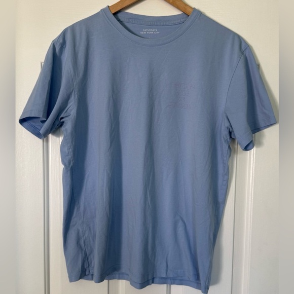 Saturdays NYC x Benny’s Club Graphic T-Shirt Blue Size Large - Rare Collab!! - Picture 1 of 11